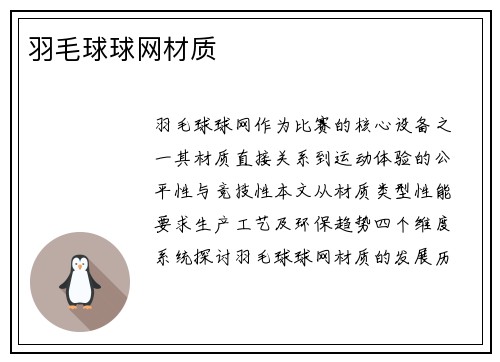 羽毛球球网材质